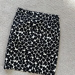 J. Crew Black and White Floral Pencil Skirt